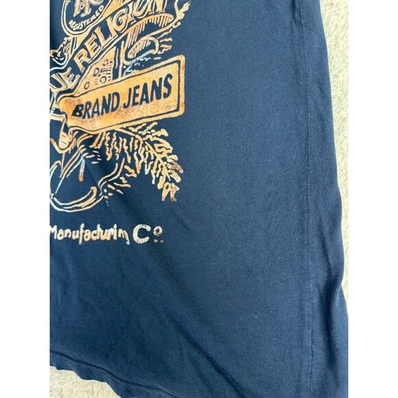 True Religion Mens Navy Graphic Tee S Lightweight Cotton Blend - Picture 6 of 8